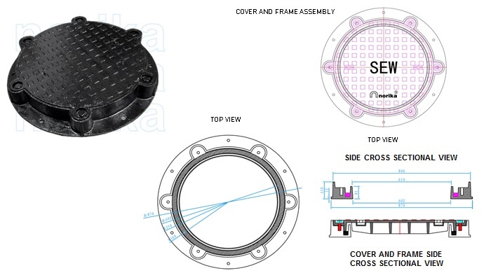 Airtight  & Watertight Ductile Iron Heavy Duty  Manhole Cover & Frame (Round)